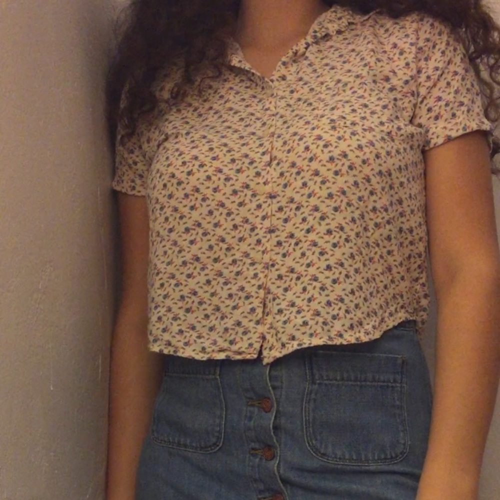 RALPH LAUREN CROPPED FLORAL BUTTON UP